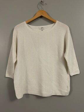 Aritzia Wilfred White Ribbed Knit Top Medium